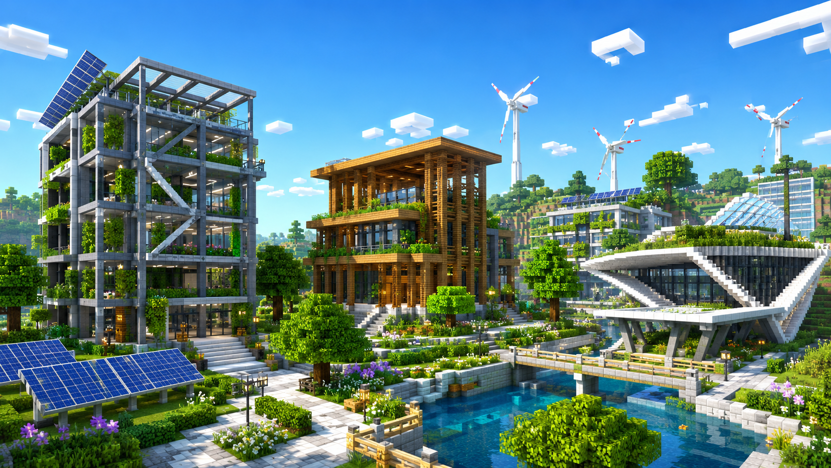Modern sustainable buildings and their structures of steel, wood and composites